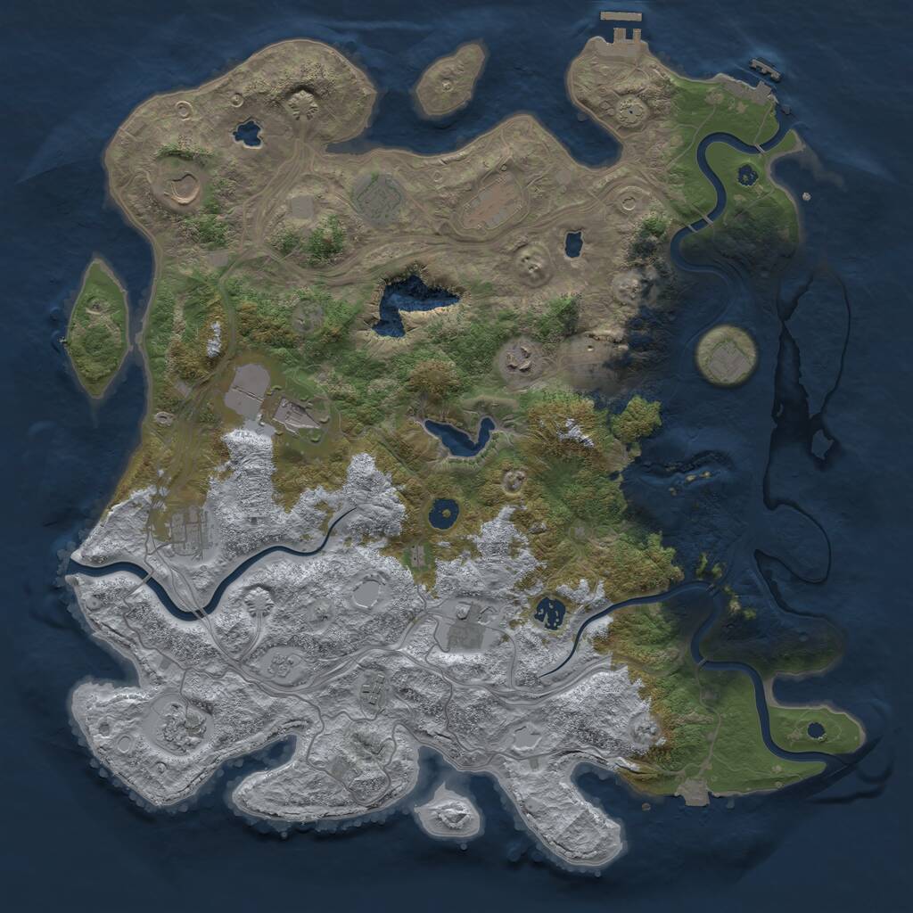 Rust Map: Procedural Map, Size: 4500, Seed: 1377699477, 17 Monuments