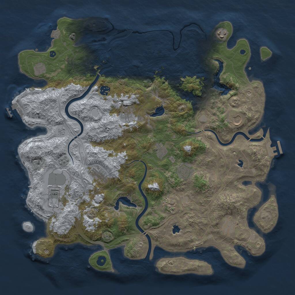 Rust Map: Procedural Map, Size: 4500, Seed: 1946478515, 19 Monuments