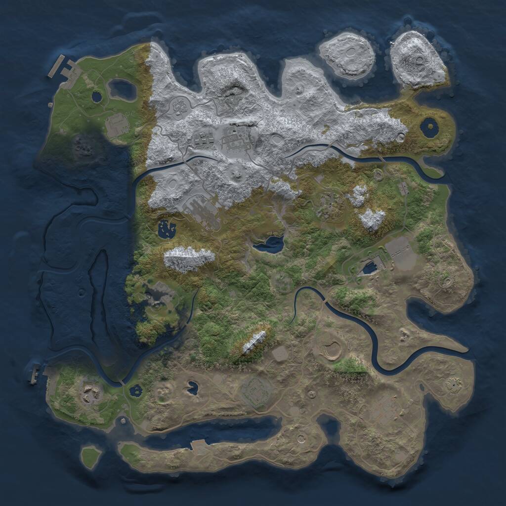 Rust Map: Procedural Map, Size: 4000, Seed: 959619114, 17 Monuments