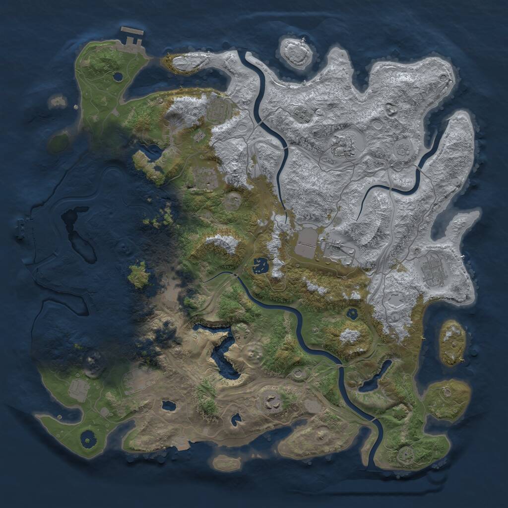 Rust Map: Procedural Map, Size: 4500, Seed: 1281165677, 18 Monuments