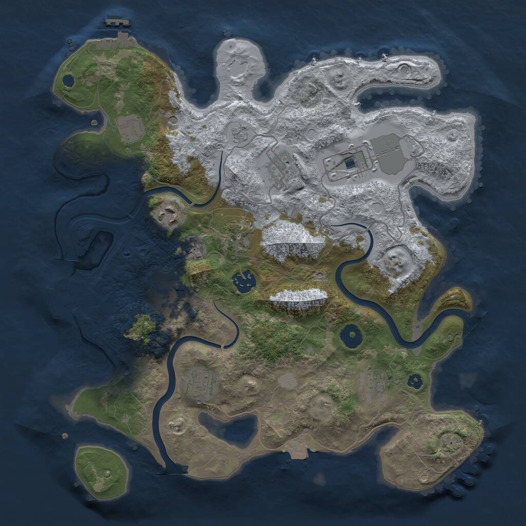 Rust Map: Procedural Map, Size: 3500, Seed: 1707084225, 17 Monuments