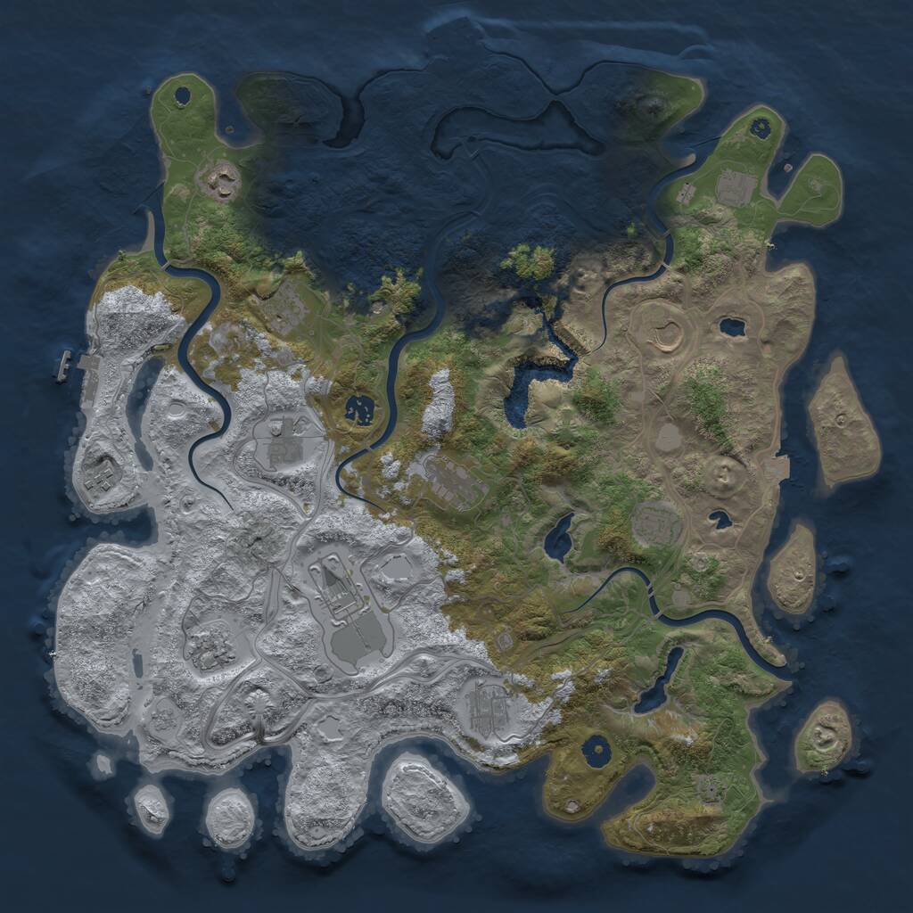 Rust Map: Procedural Map, Size: 4500, Seed: 1429609492, 17 Monuments