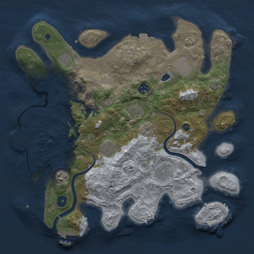 Rust Map: Procedural Map, Size: 3500, Seed: 2139934746, 16 Monuments