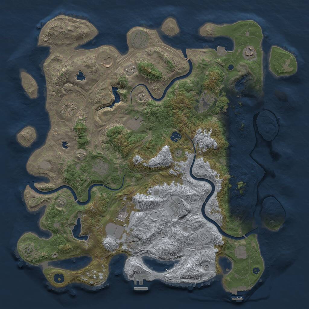 Rust Map: Procedural Map, Size: 4500, Seed: 391671299, 17 Monuments