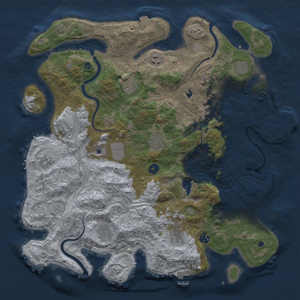 Rust Map: Procedural Map, Size: 4300, Seed: 721841139, 16 Monuments