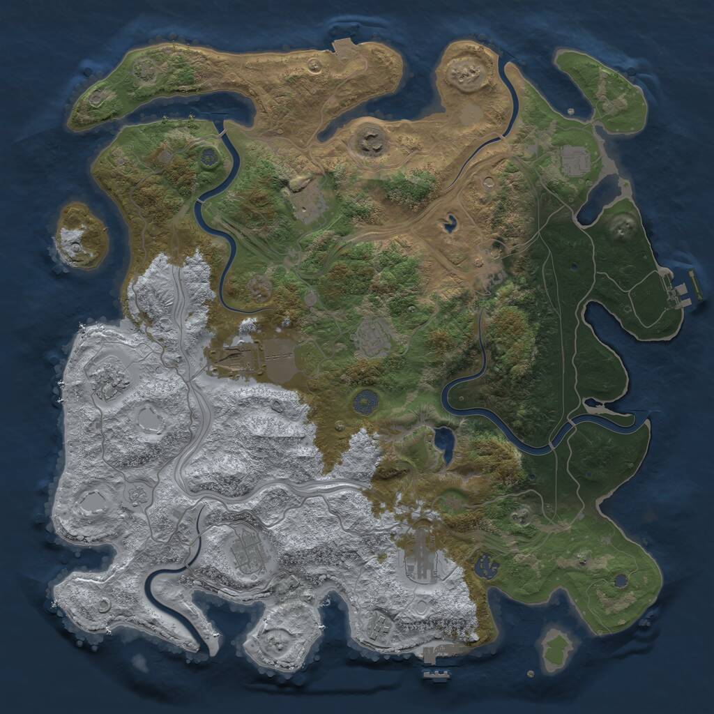 Rust Map: Procedural Map, Size: 4300, Seed: 721841139, 18 Monuments