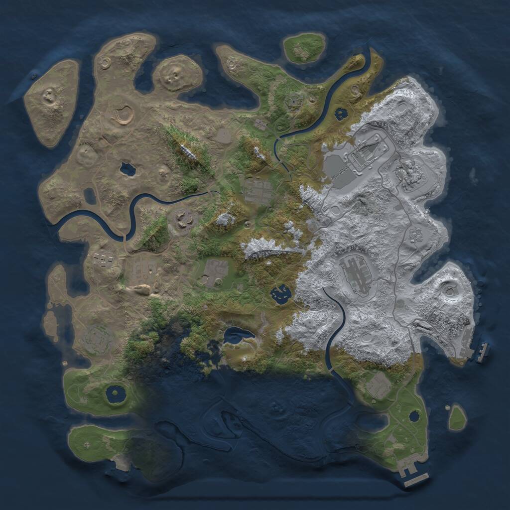 Rust Map: Procedural Map, Size: 4000, Seed: 831929, 17 Monuments