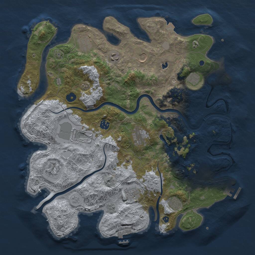 Rust Map: Procedural Map, Size: 4000, Seed: 760161130, 19 Monuments