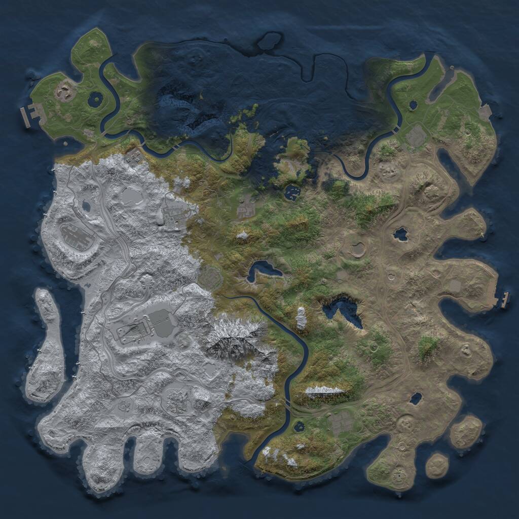 Rust Map: Procedural Map, Size: 5000, Seed: 1228196322, 17 Monuments