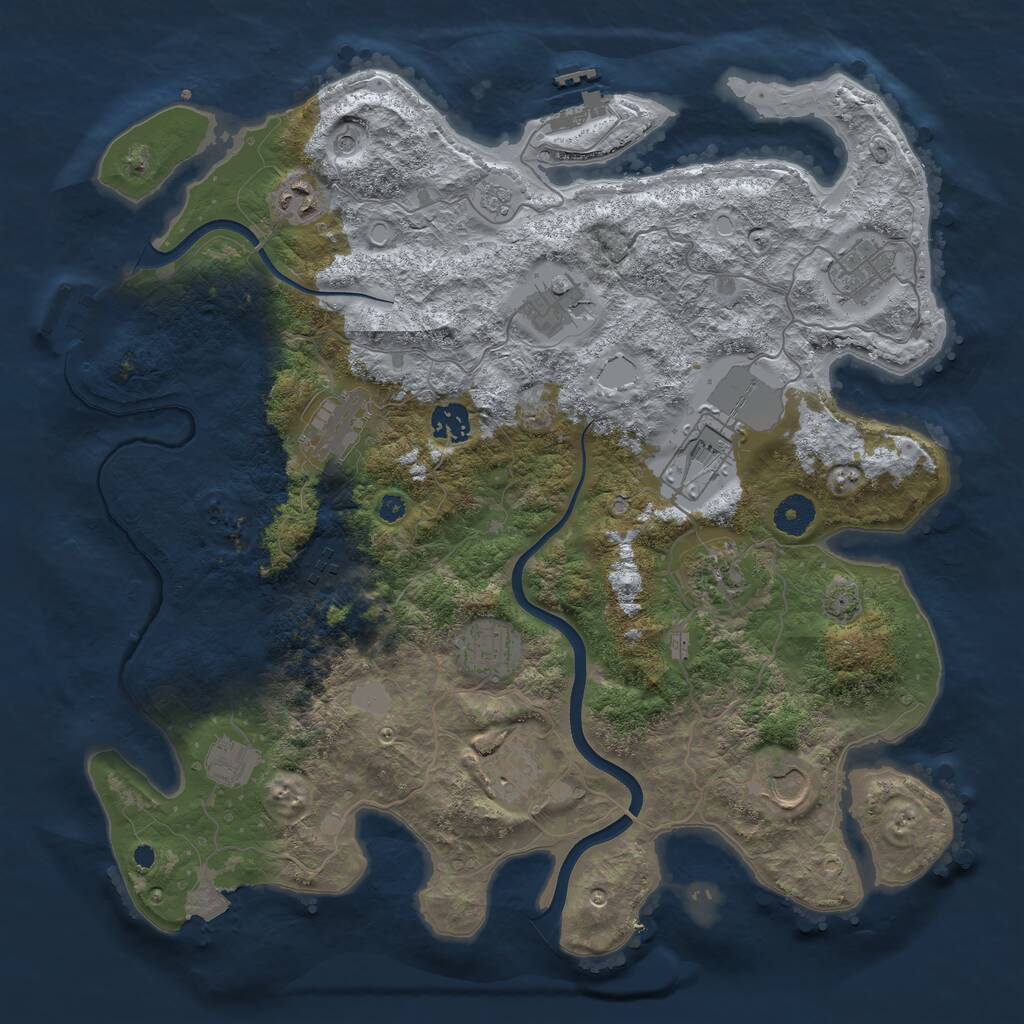 Rust Map: Procedural Map, Size: 3850, Seed: 247022, 19 Monuments