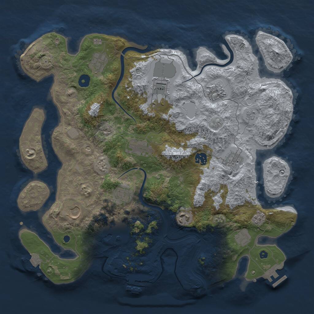 Rust Map: Procedural Map, Size: 3800, Seed: 74535359, 19 Monuments