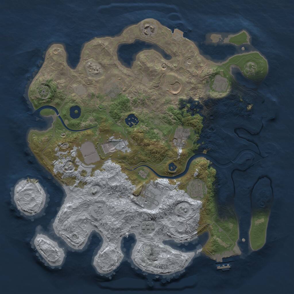 Rust Map: Procedural Map, Size: 3500, Seed: 1735114587, 15 Monuments