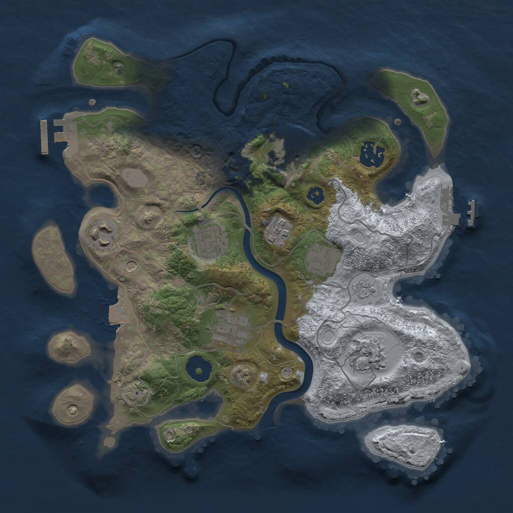 Rust Map: Procedural Map, Size: 3000, Seed: 1218474365, 13 Monuments