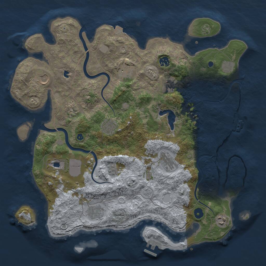 Rust Map: Procedural Map, Size: 4000, Seed: 1369706283, 17 Monuments