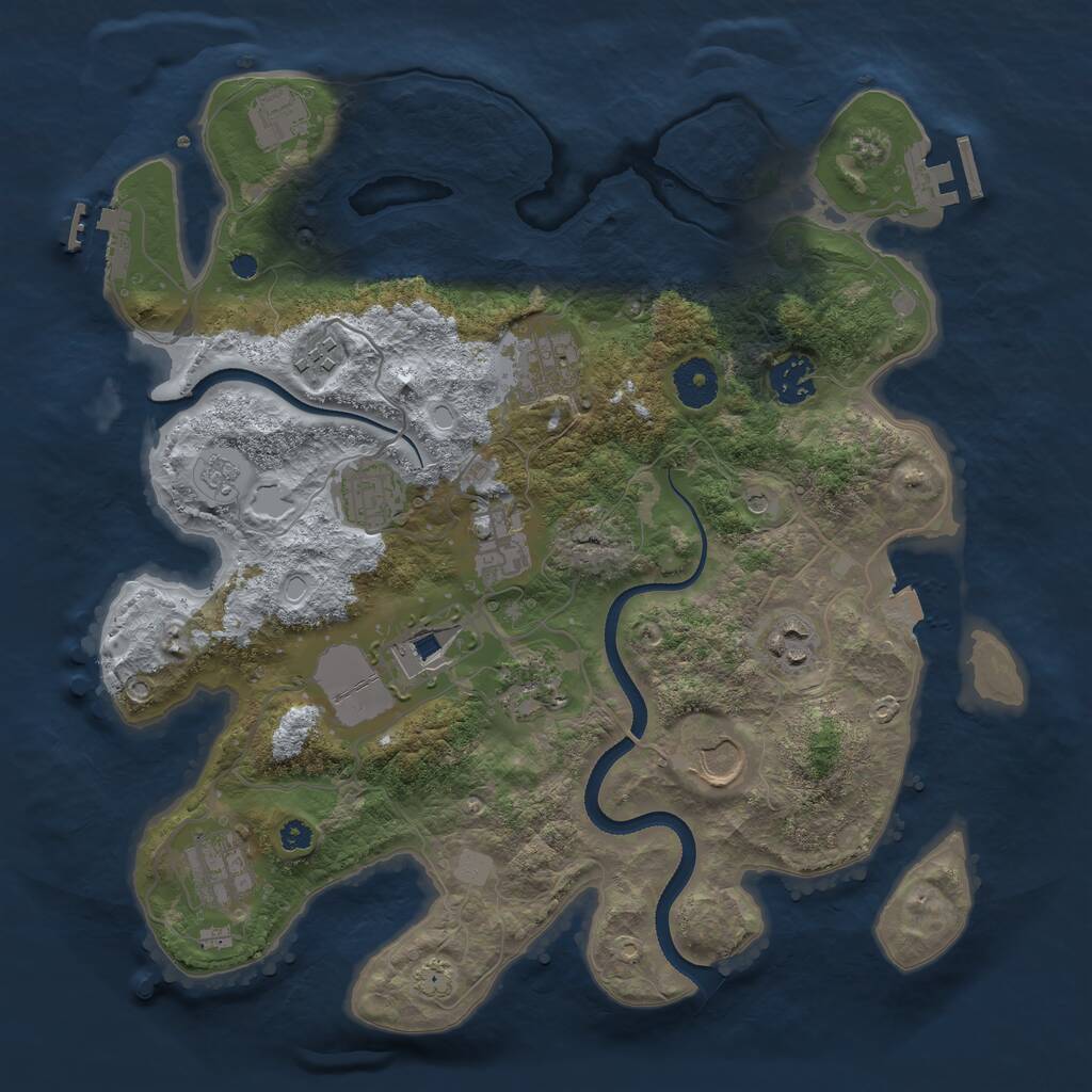 Rust Map: Procedural Map, Size: 3500, Seed: 977950979, 18 Monuments