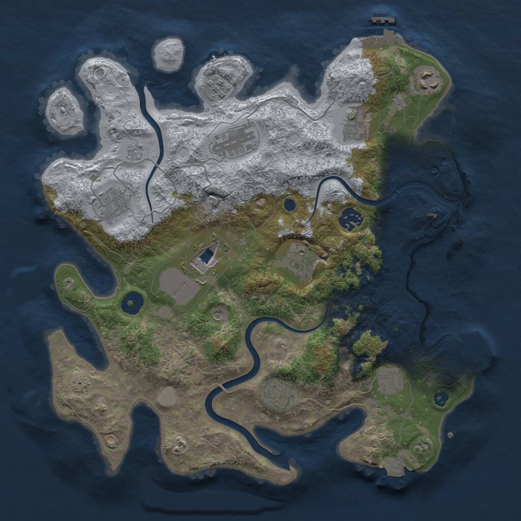 Rust Map: Procedural Map, Size: 3500, Seed: 629688015, 17 Monuments