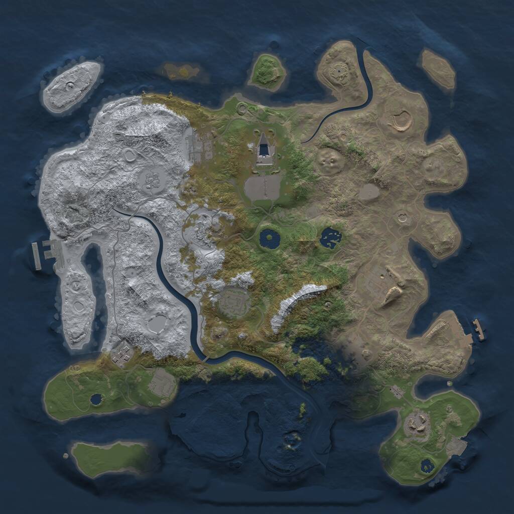 Rust Map: Procedural Map, Size: 3750, Seed: 770245, 16 Monuments