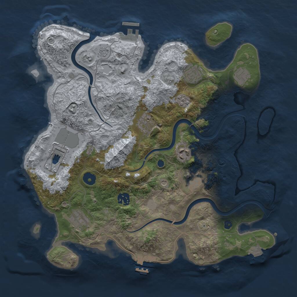Rust Map: Procedural Map, Size: 3500, Seed: 1060201724, 14 Monuments