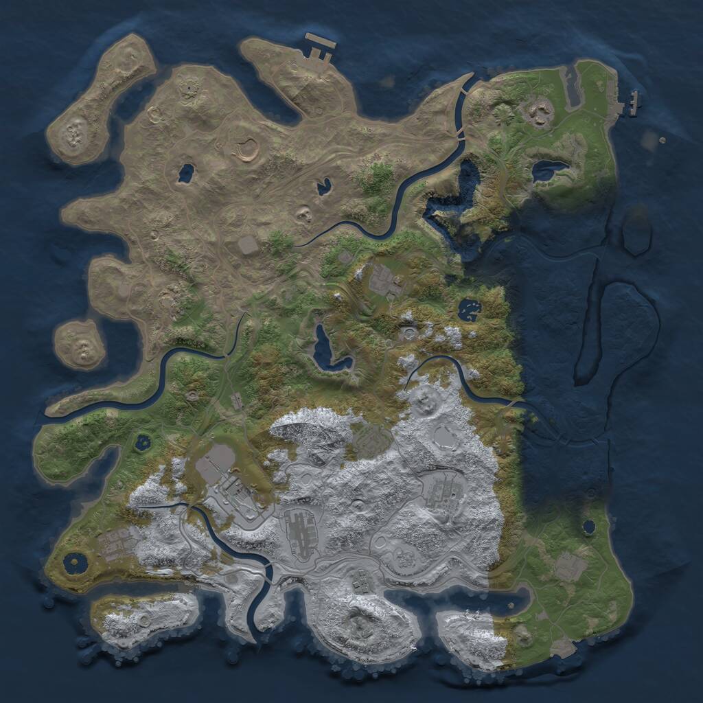 Rust Map: Procedural Map, Size: 4500, Seed: 1350212567, 17 Monuments