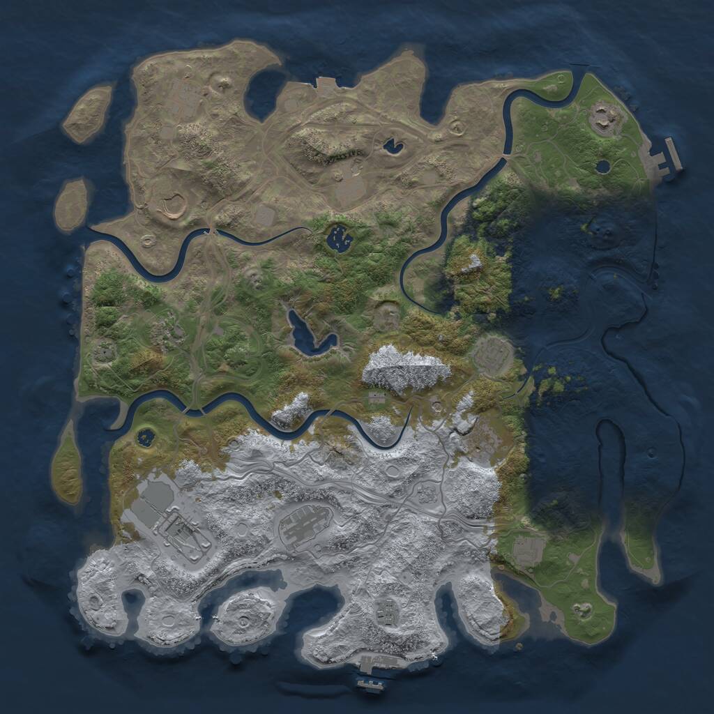 Rust Map: Procedural Map, Size: 4250, Seed: 1115095142, 19 Monuments