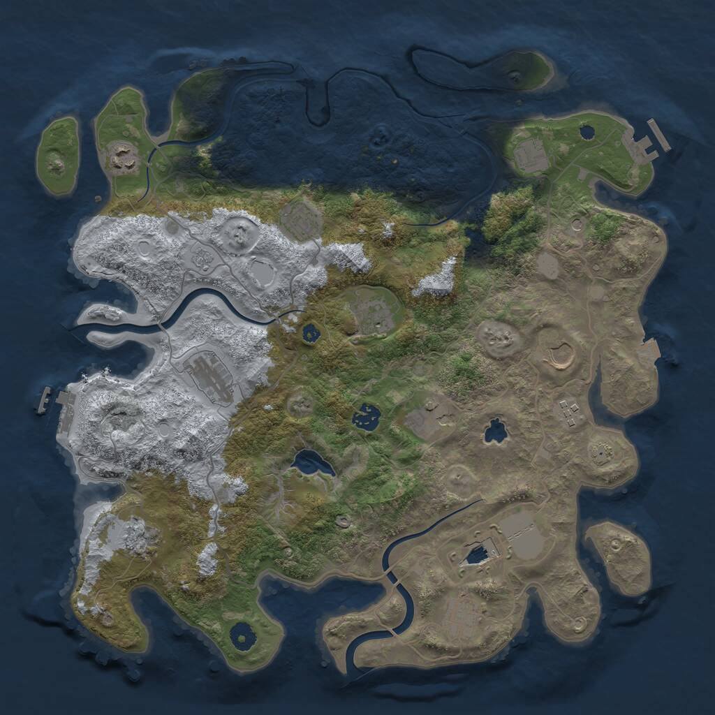 Rust Map: Procedural Map, Size: 4000, Seed: 339498858, 19 Monuments