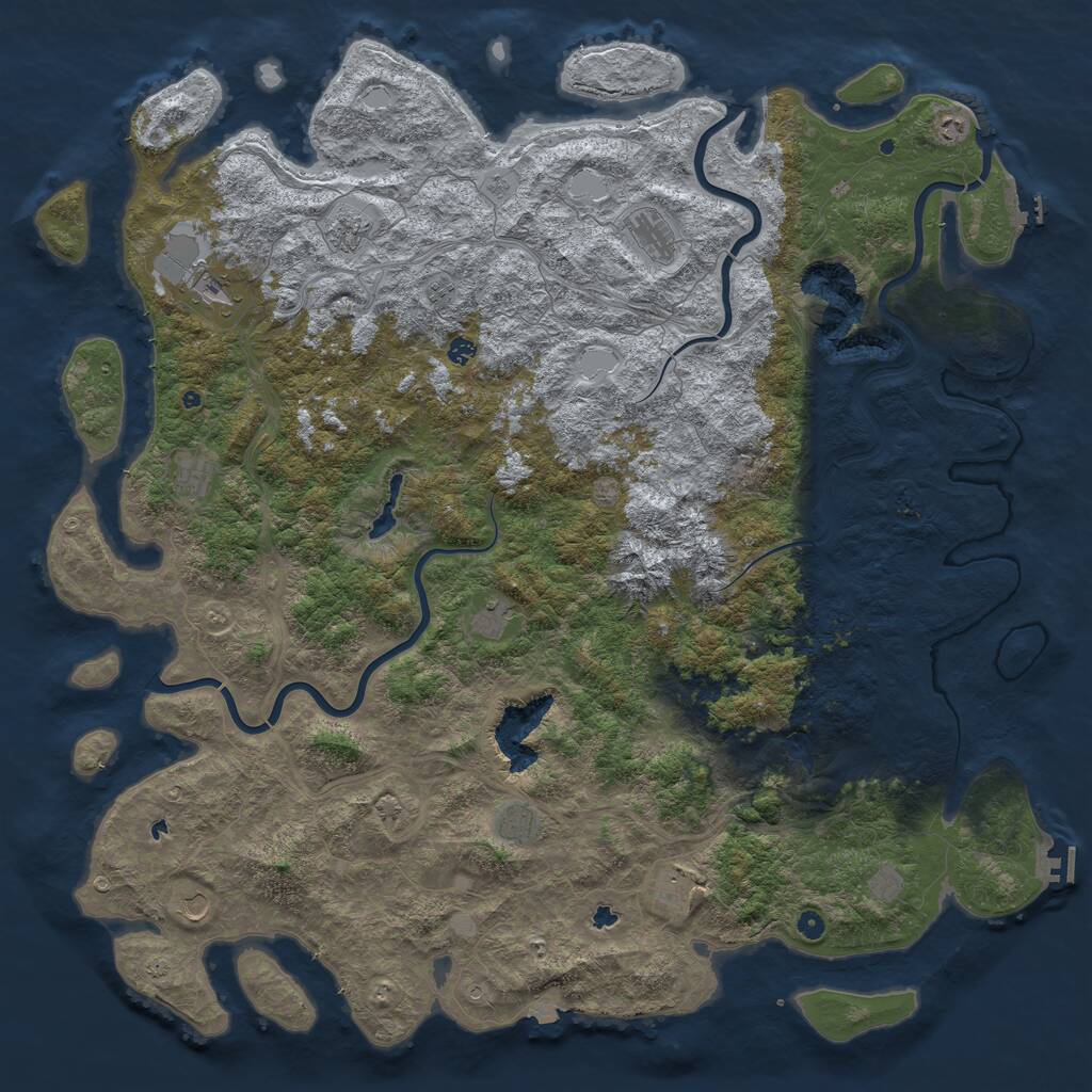 Rust Map: Procedural Map, Size: 6000, Seed: 846597, 19 Monuments