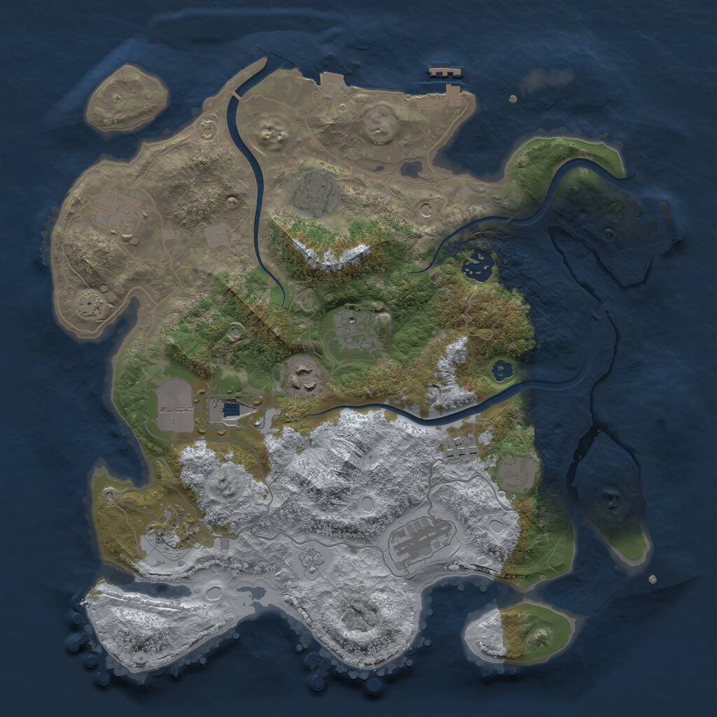 Rust Map: Procedural Map, Size: 3500, Seed: 868575120, 17 Monuments