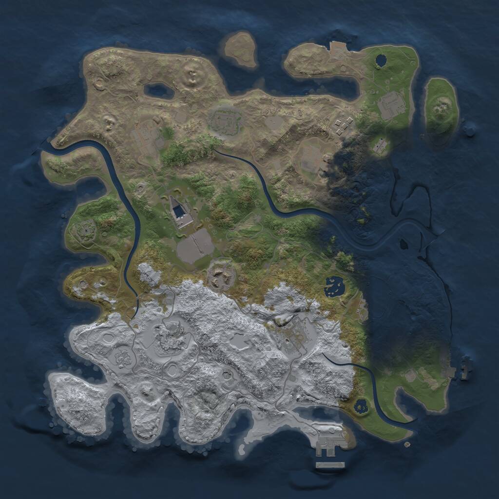 Rust Map: Procedural Map, Size: 3500, Seed: 959832050, 18 Monuments