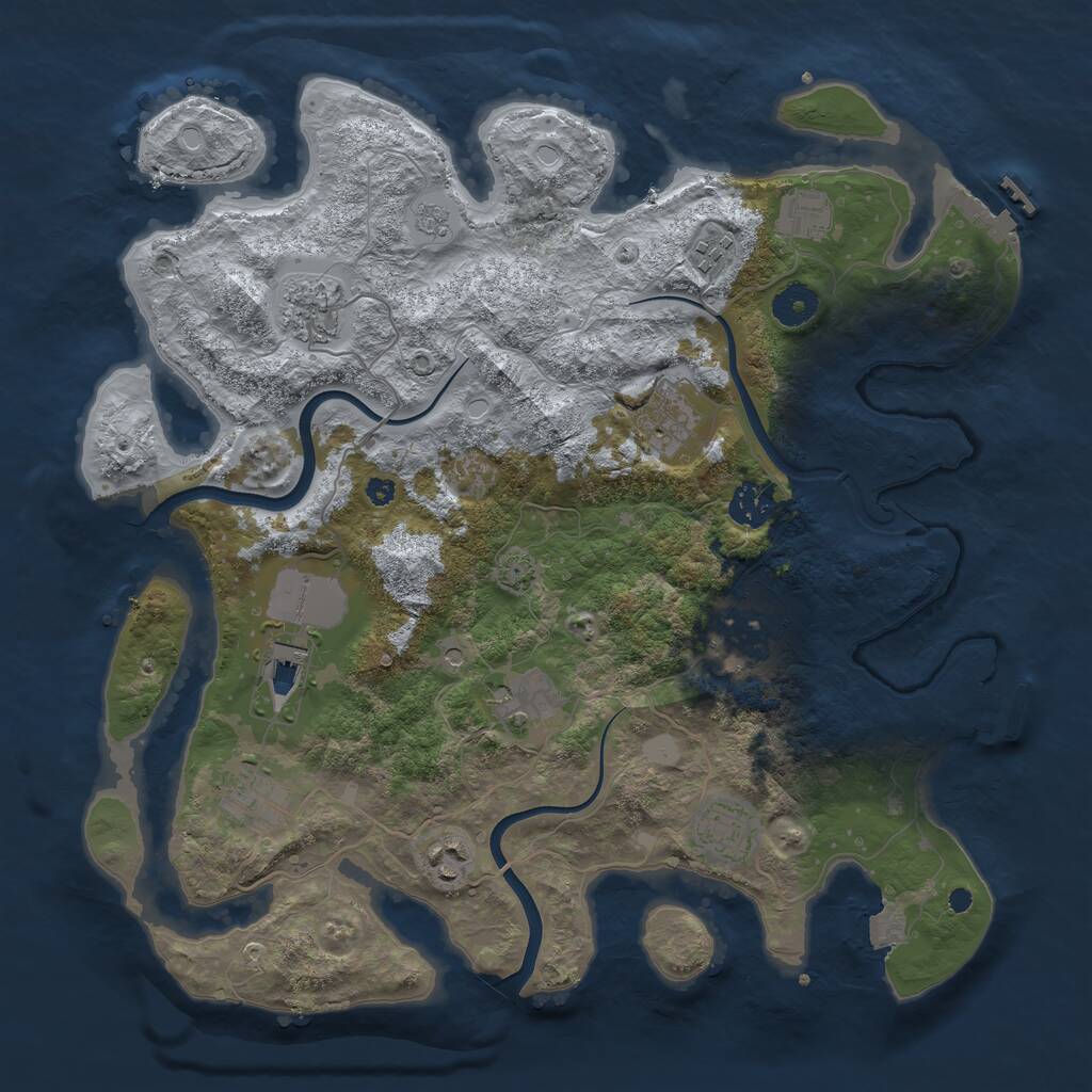 Rust Map: Procedural Map, Size: 3750, Seed: 1246367874, 16 Monuments