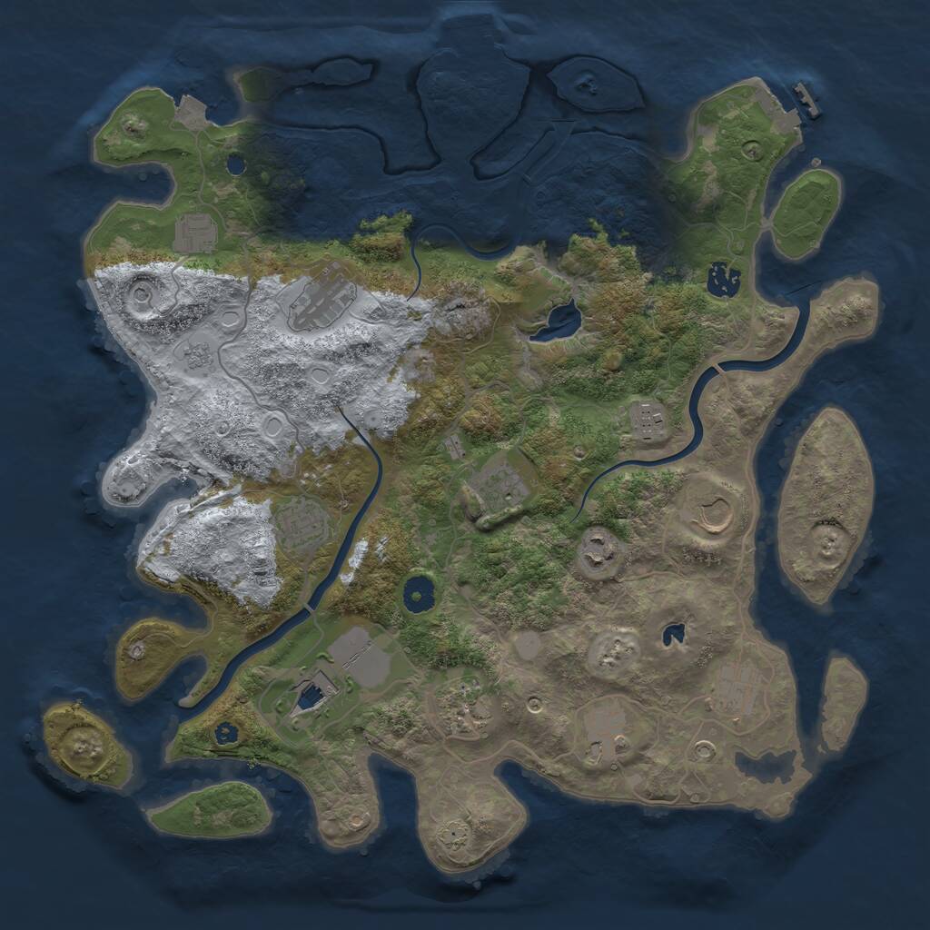 Rust Map: Procedural Map, Size: 4000, Seed: 2124204475, 19 Monuments