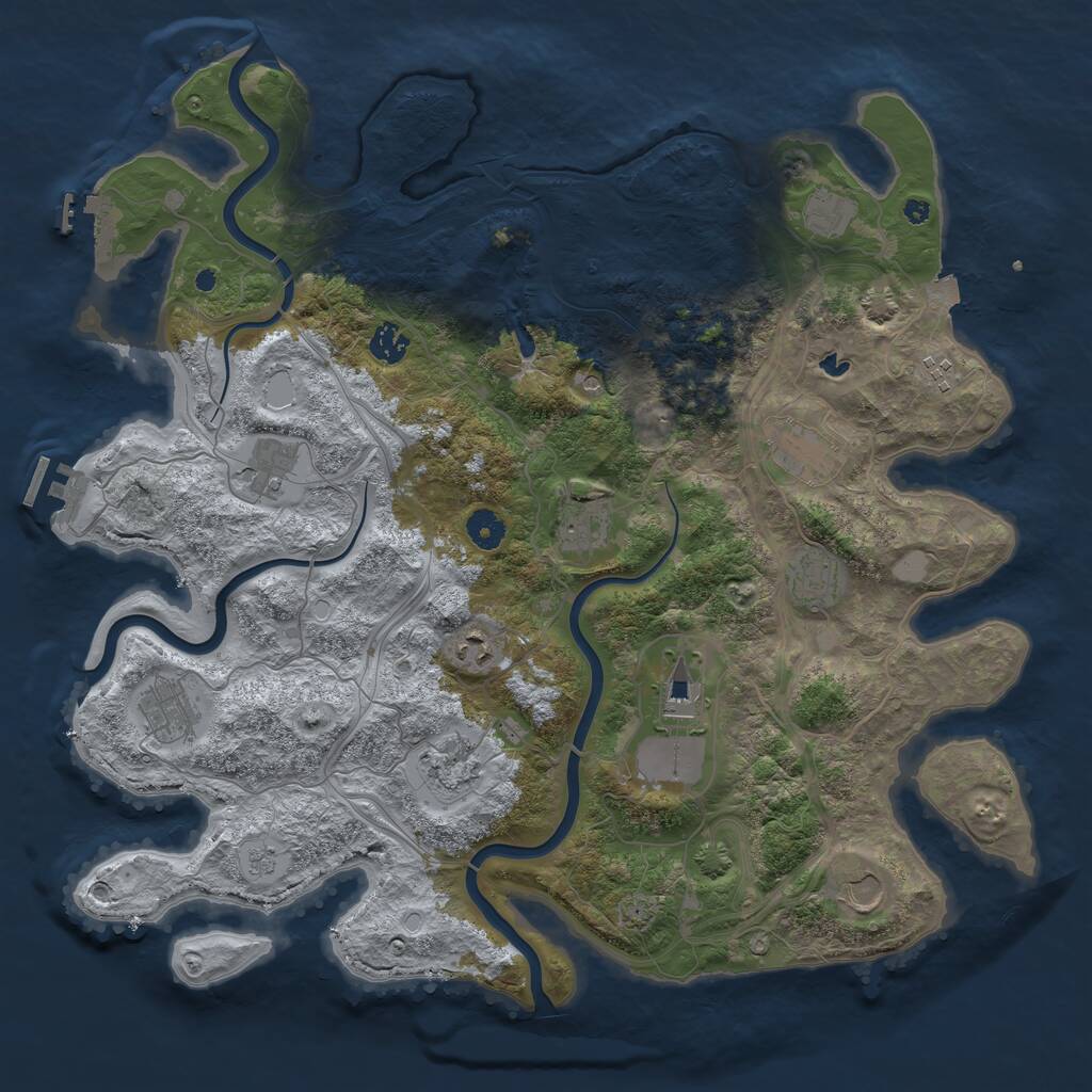 Rust Map: Procedural Map, Size: 4250, Seed: 606762838, 19 Monuments