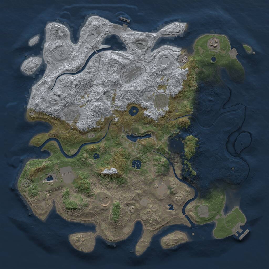 Rust Map: Procedural Map, Size: 4200, Seed: 1260927774, 16 Monuments