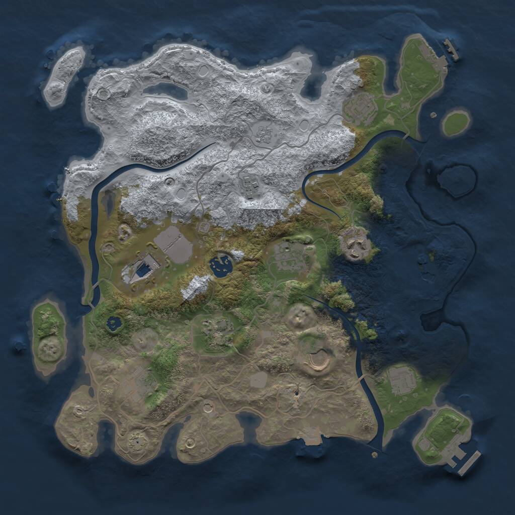 Rust Map: Procedural Map, Size: 3500, Seed: 1198129371, 16 Monuments