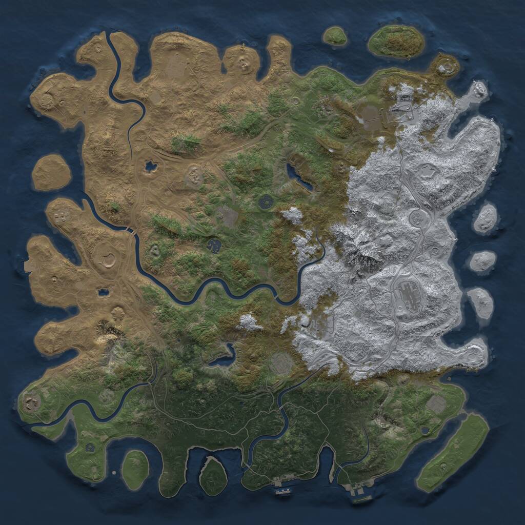 Rust Map: Procedural Map, Size: 5500, Seed: 499349400, 19 Monuments