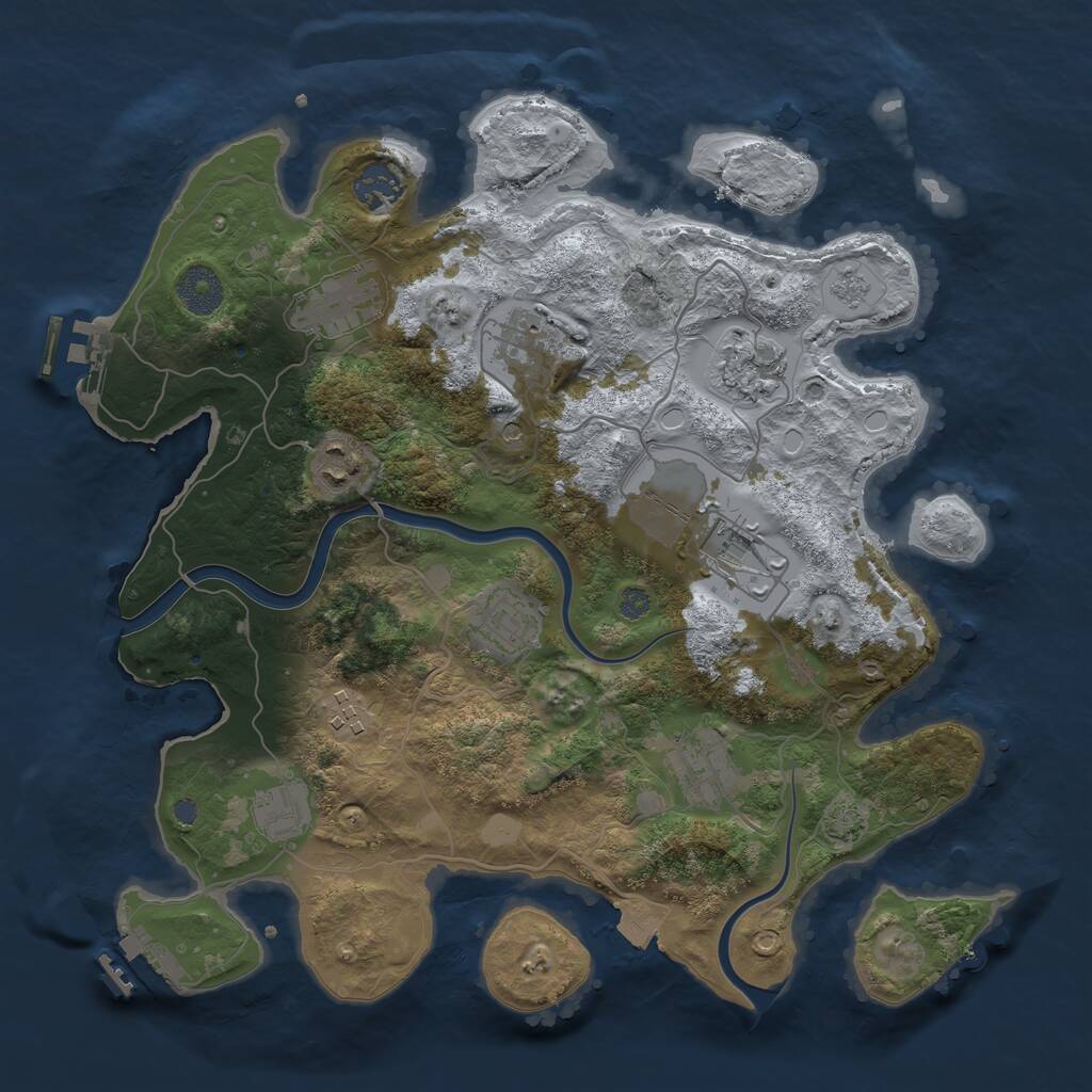 Rust Map: Procedural Map, Size: 3500, Seed: 928651042, 15 Monuments
