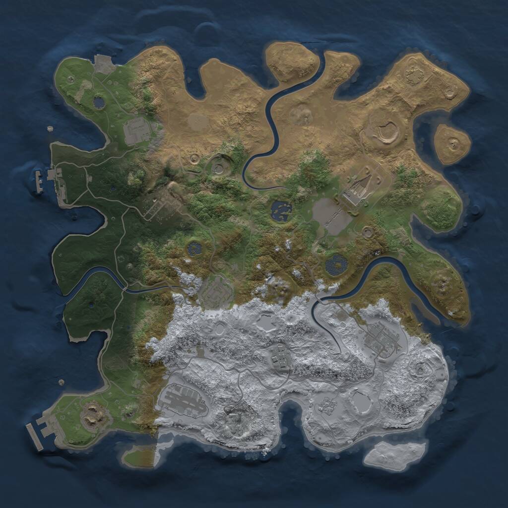 Rust Map: Procedural Map, Size: 3500, Seed: 599203488, 17 Monuments
