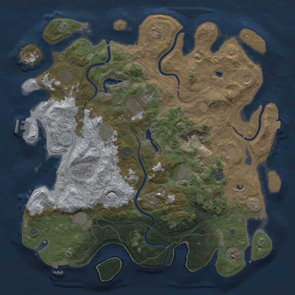 Rust Map: Procedural Map, Size: 4500, Seed: 156251571, 17 Monuments