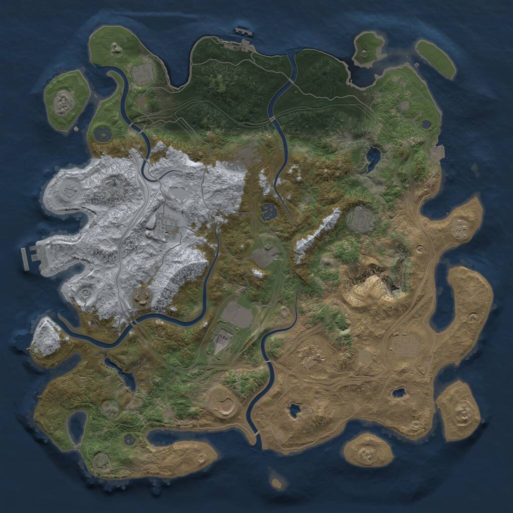 Rust Map: Procedural Map, Size: 4500, Seed: 59873183, 19 Monuments