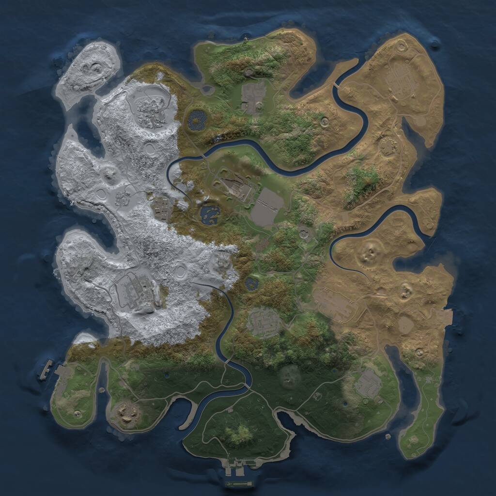 Rust Map: Procedural Map, Size: 3600, Seed: 1597799157, 16 Monuments