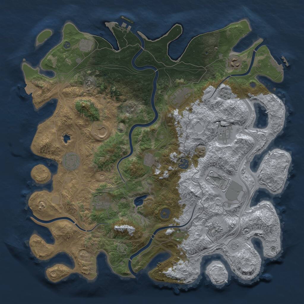 Rust Map: Procedural Map, Size: 4300, Seed: 12166291, 17 Monuments