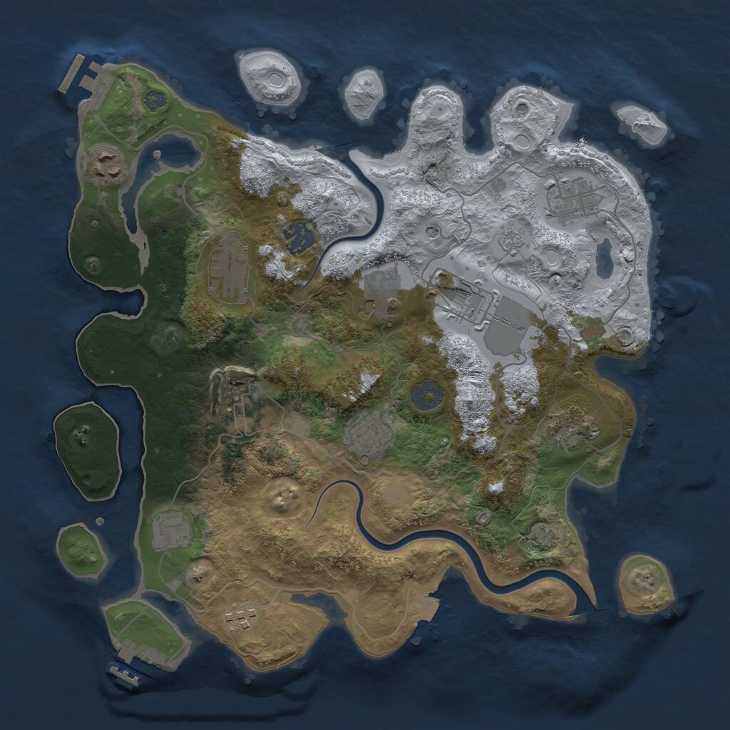 Rust Map: Procedural Map, Size: 3500, Seed: 100563381, 16 Monuments