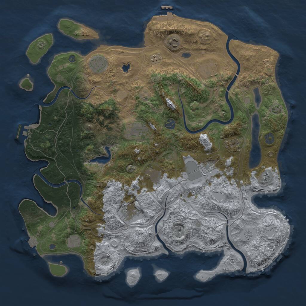 Rust Map: Procedural Map, Size: 4250, Seed: 101406186, 18 Monuments