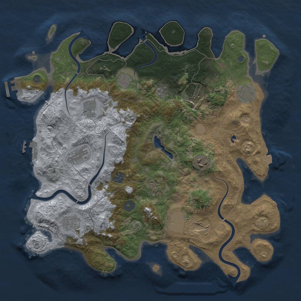 Rust Map: Procedural Map, Size: 4000, Seed: 276450567, 18 Monuments