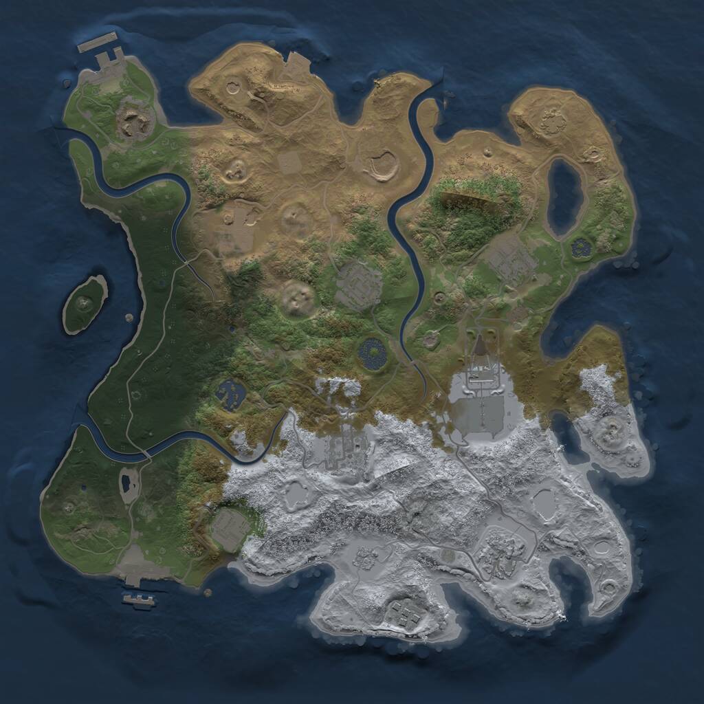 Rust Map: Procedural Map, Size: 3500, Seed: 1900592400, 18 Monuments
