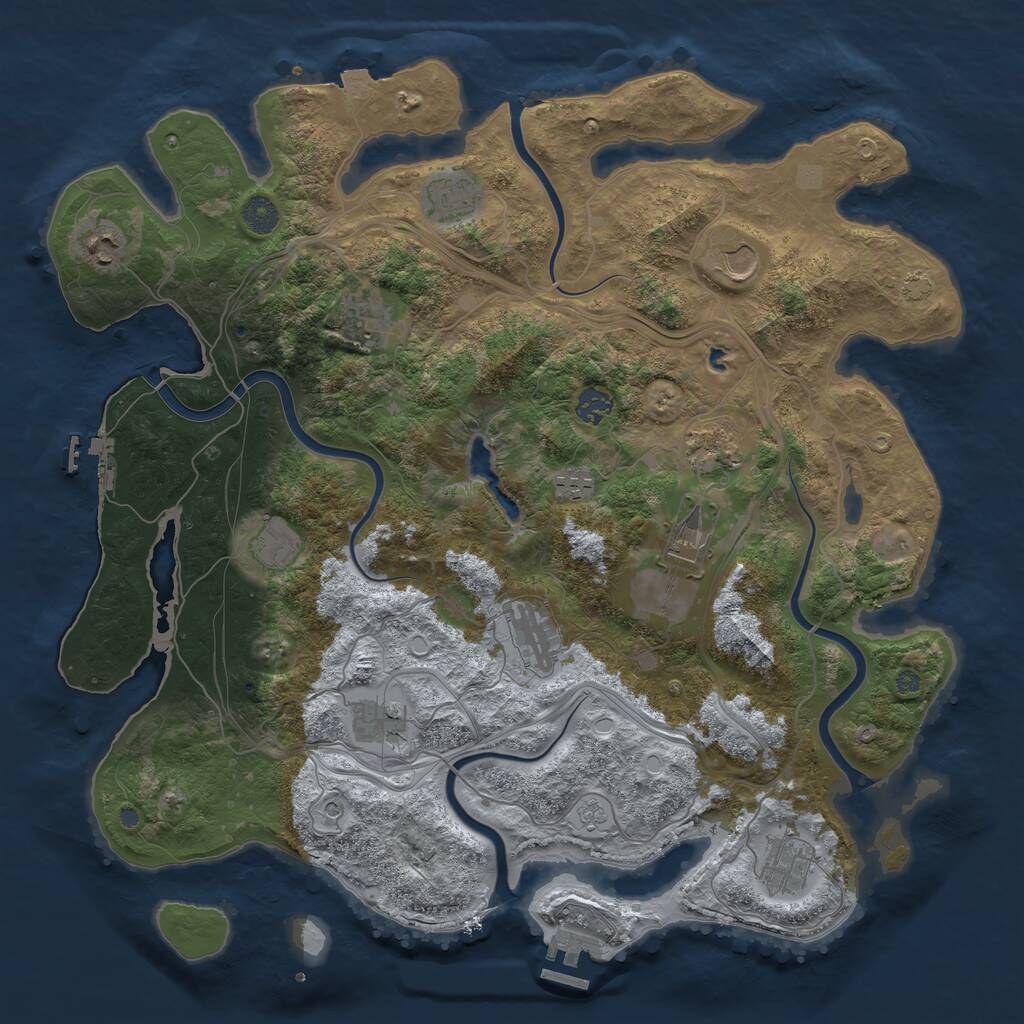 Rust Map: Procedural Map, Size: 4250, Seed: 1319274303, 19 Monuments