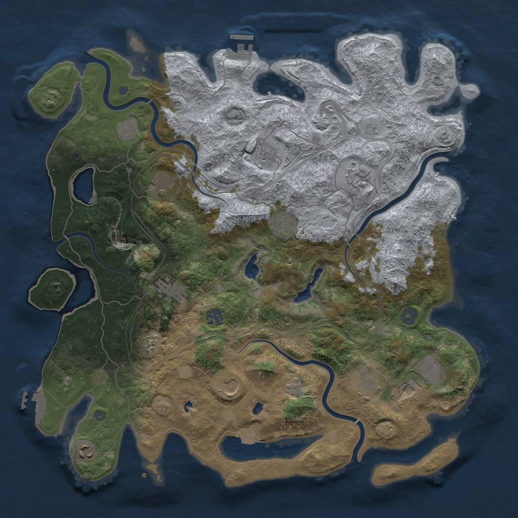 Rust Map: Procedural Map, Size: 4500, Seed: 1322589112, 19 Monuments