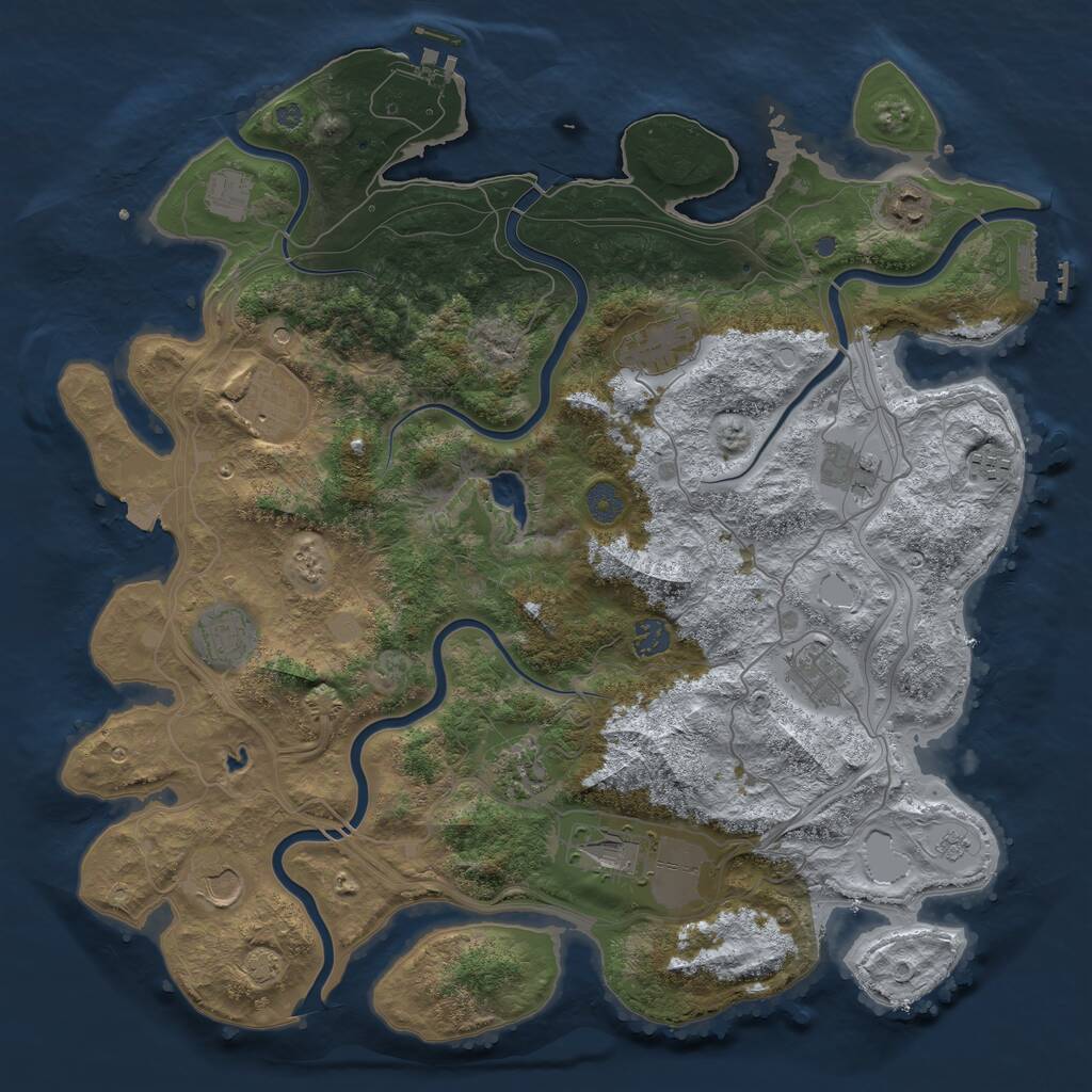 Rust Map: Procedural Map, Size: 4250, Seed: 941580425, 19 Monuments