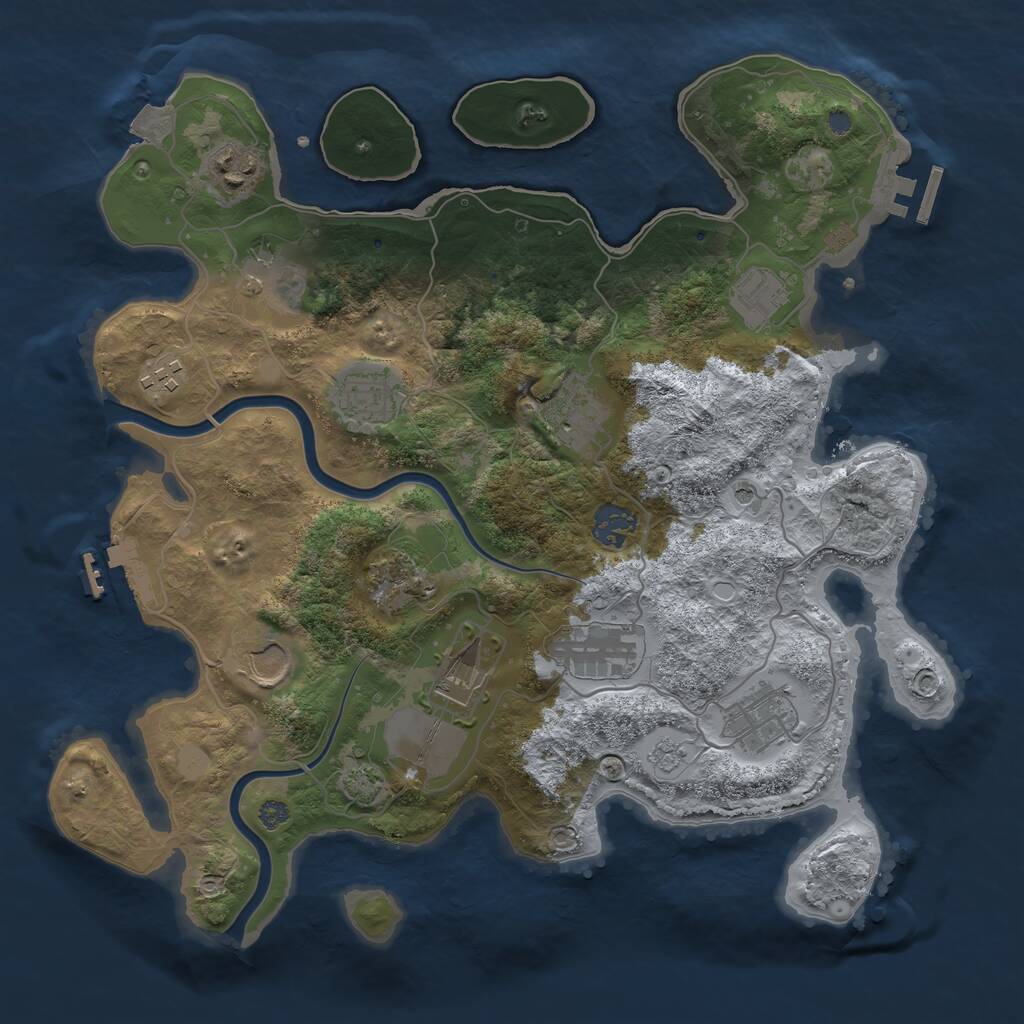 Rust Map: Procedural Map, Size: 3500, Seed: 1005898274, 19 Monuments
