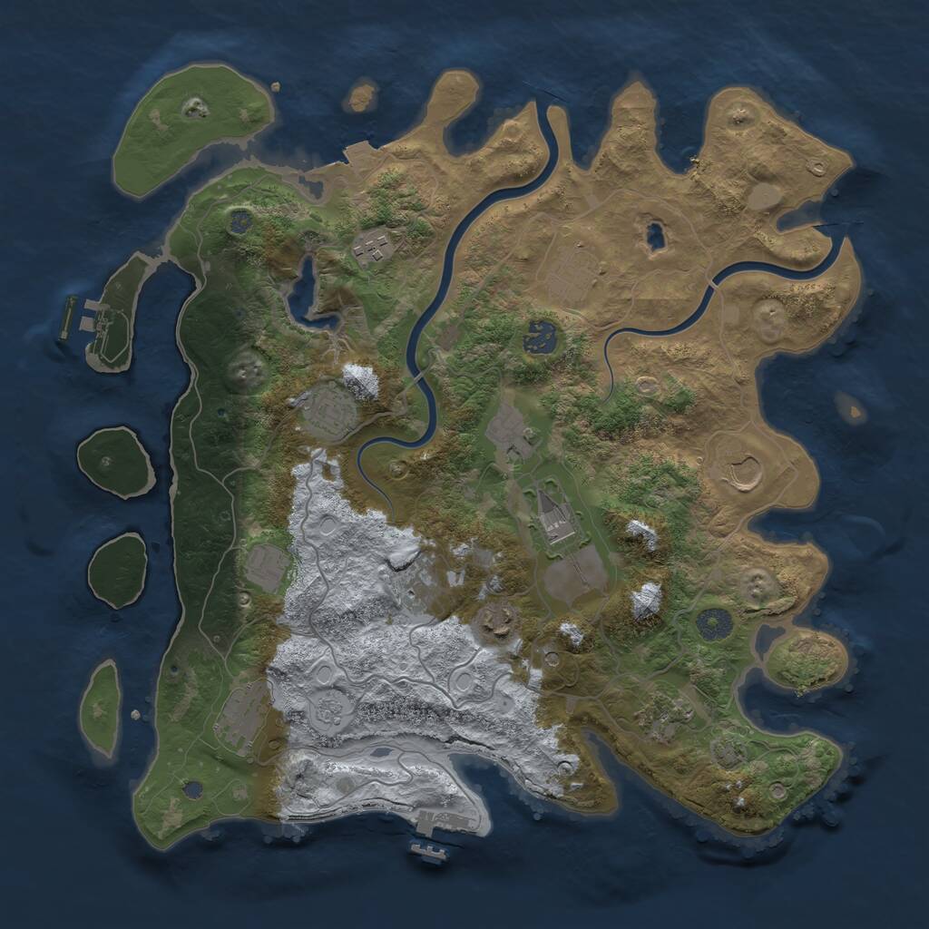 Rust Map: Procedural Map, Size: 4000, Seed: 1793755626, 19 Monuments
