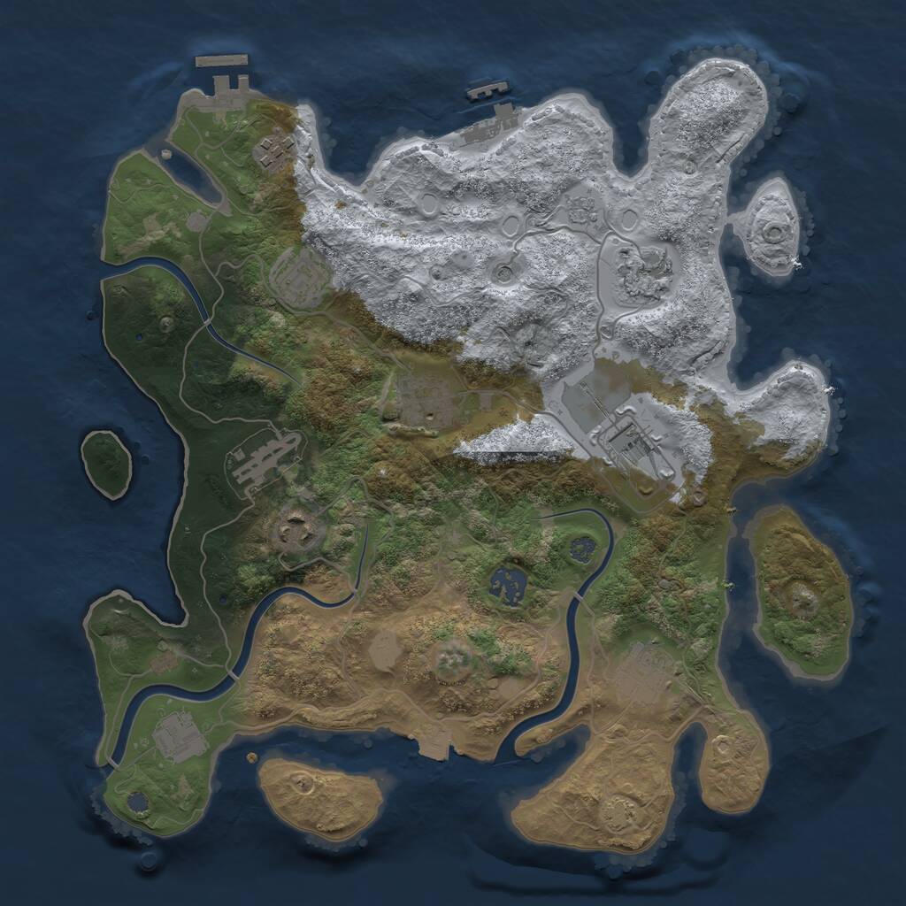 Rust Map: Procedural Map, Size: 3500, Seed: 1451745521, 17 Monuments